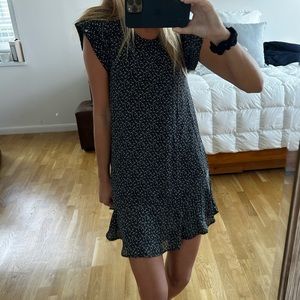 Joie short sleeve mini flounce dress w/ dotted stars in caviar black size XXS